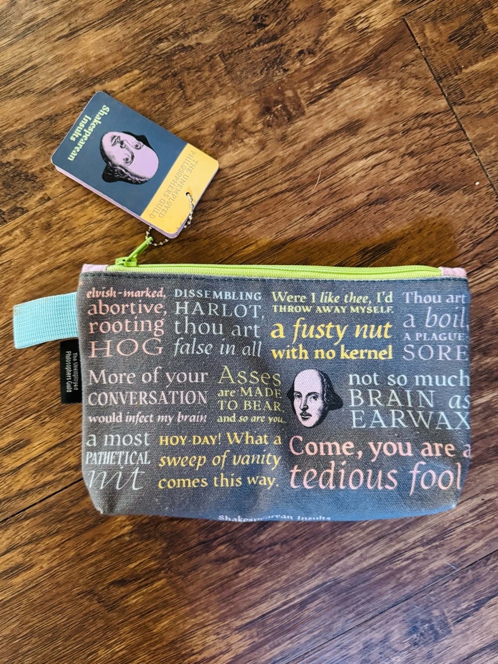 Shakespeare Insults Pattern Canvas Zip Pouch
